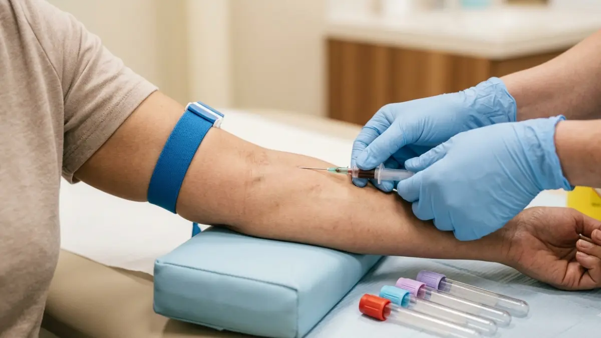 ALT Blood Test venous blood draw performed by a healthcare professional