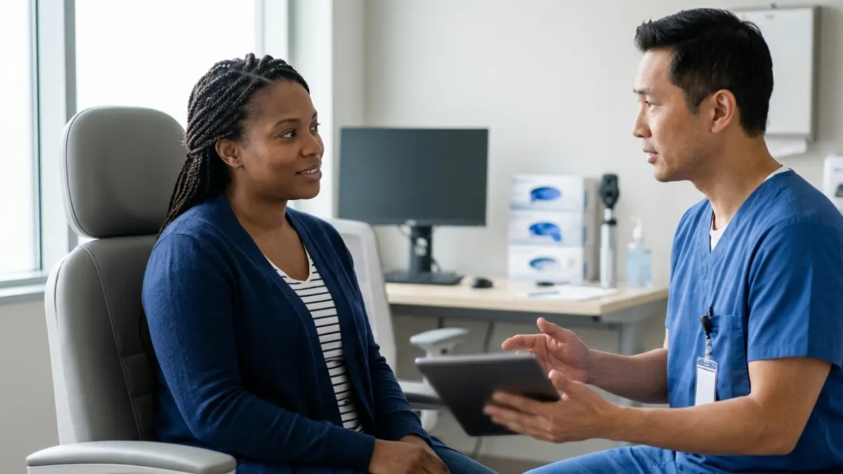 ALT Normal Range doctor and patient discussing blood test results during a medical consultation