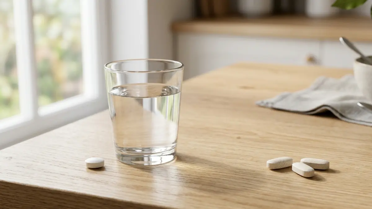 levothyroxine absorption interactions with calcium supplements shown separately on a countertop