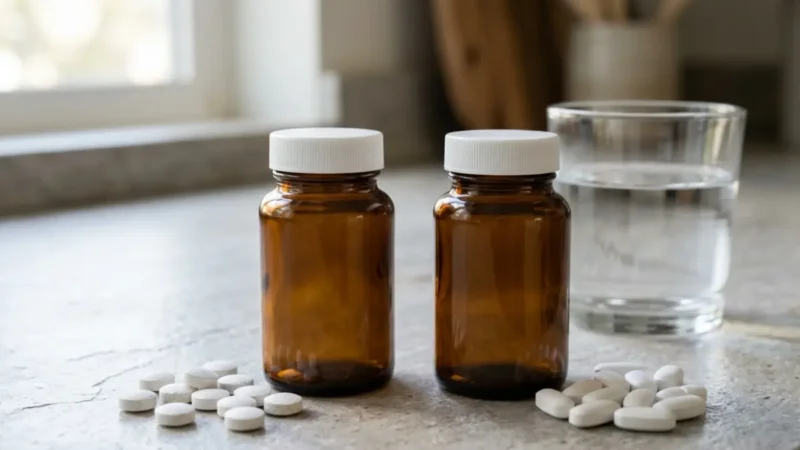 Levothyroxine vs Armour Thyroid medication comparison with two unbranded prescription containers and tablets