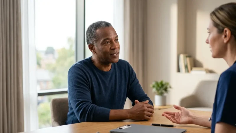 Normal ALT liver health consultation between an adult patient and clinician