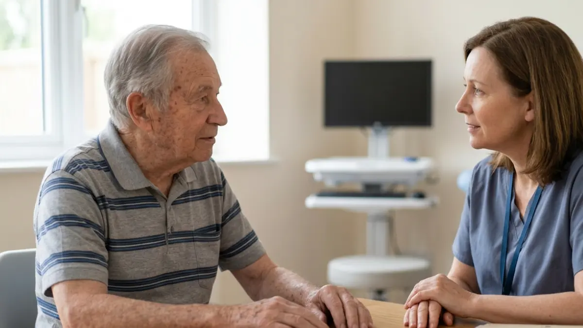Older adult discussing Thyroid Test Results during an age-related health consultation