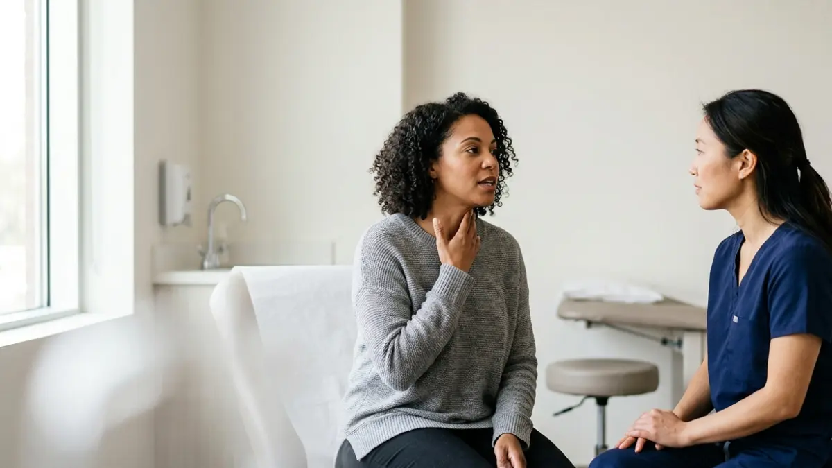 Thyroid Disease discussion between an adult patient and clinician before testing