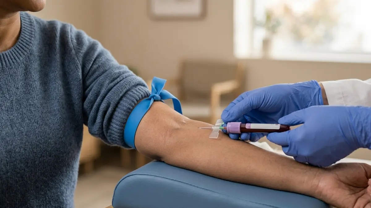 Thyroid Panel blood sample collection from an adult patient during a routine laboratory test