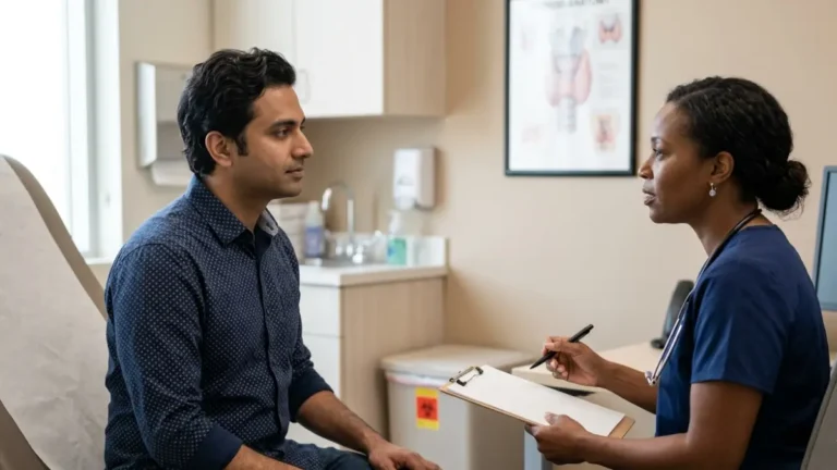 Thyroid Screening Guideline discussion between an asymptomatic adult and clinician about routine thyroid testing