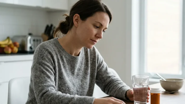 TSH Fluctuating on Levothyroxine during a morning medication routine with water and an unbranded pill container
