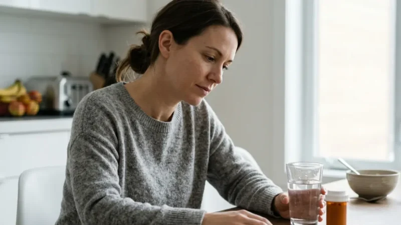 TSH Fluctuating on Levothyroxine during a morning medication routine with water and an unbranded pill container