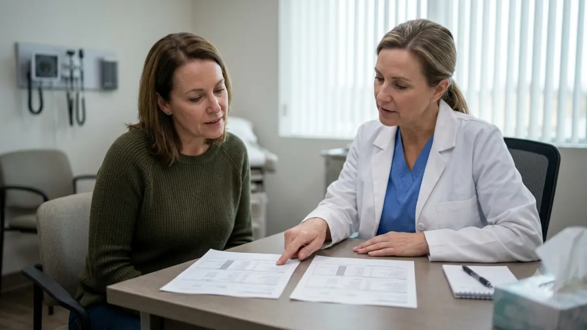 TSH vs free T4 results reviewed together during a clinical consultation