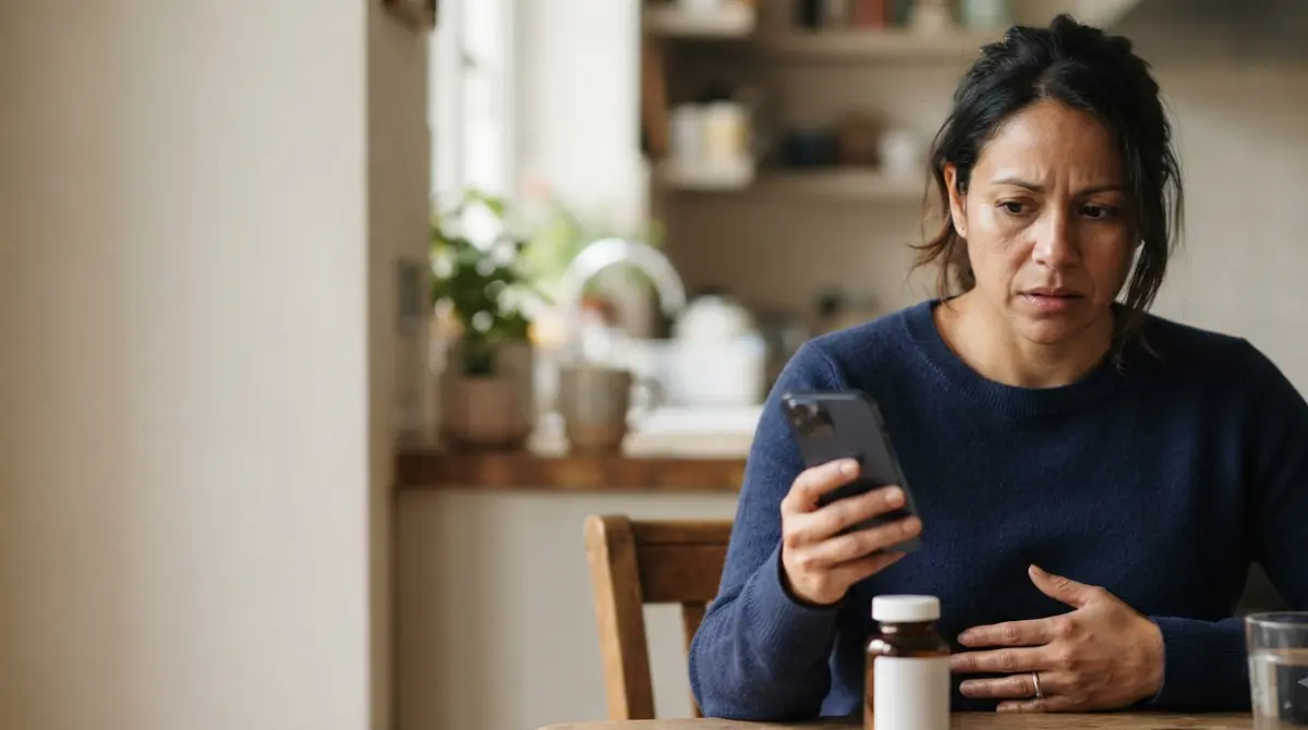 Adult feeling unwell at home while seeking urgent advice about possible Liver Damage