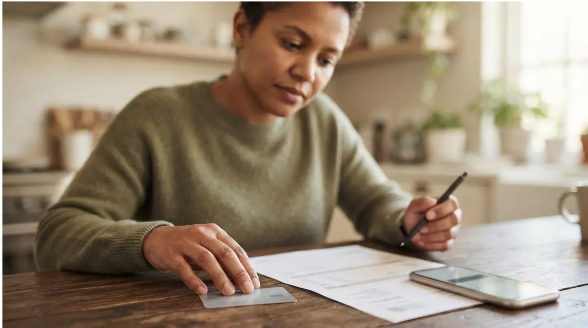 Person reviewing an unreadable medical bill at home while comparing the cash price of an ALT Blood test without insurance.