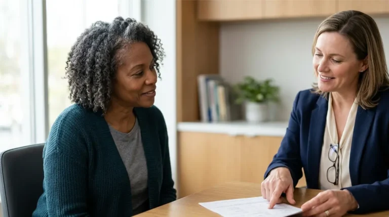 Clinician reviewing AST/ALT Ratio liver enzyme test results with a patient during a medical consultation