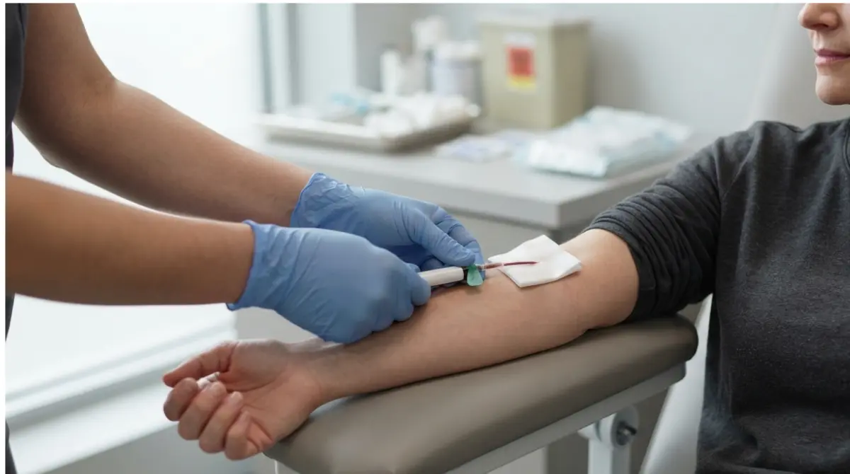 Blood sample collection for Hemochromatosis testing, including transferrin saturation and ferritin