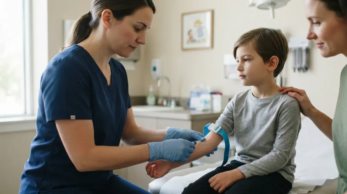 High ALT in Children: child having a routine blood sample collected by a healthcare professional