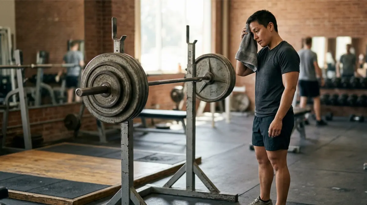 Weightlifter resting between sets in an article about High AST