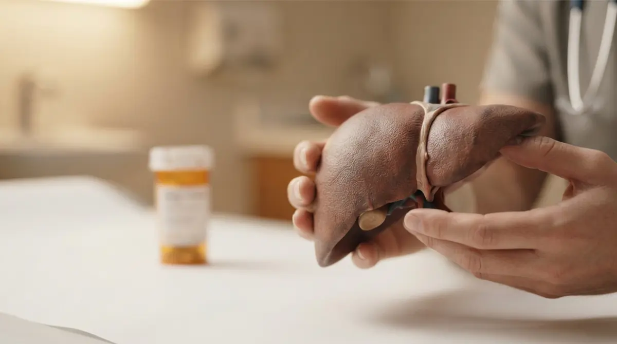 Anatomical liver model explaining why Statins can raise ALT liver enzymes